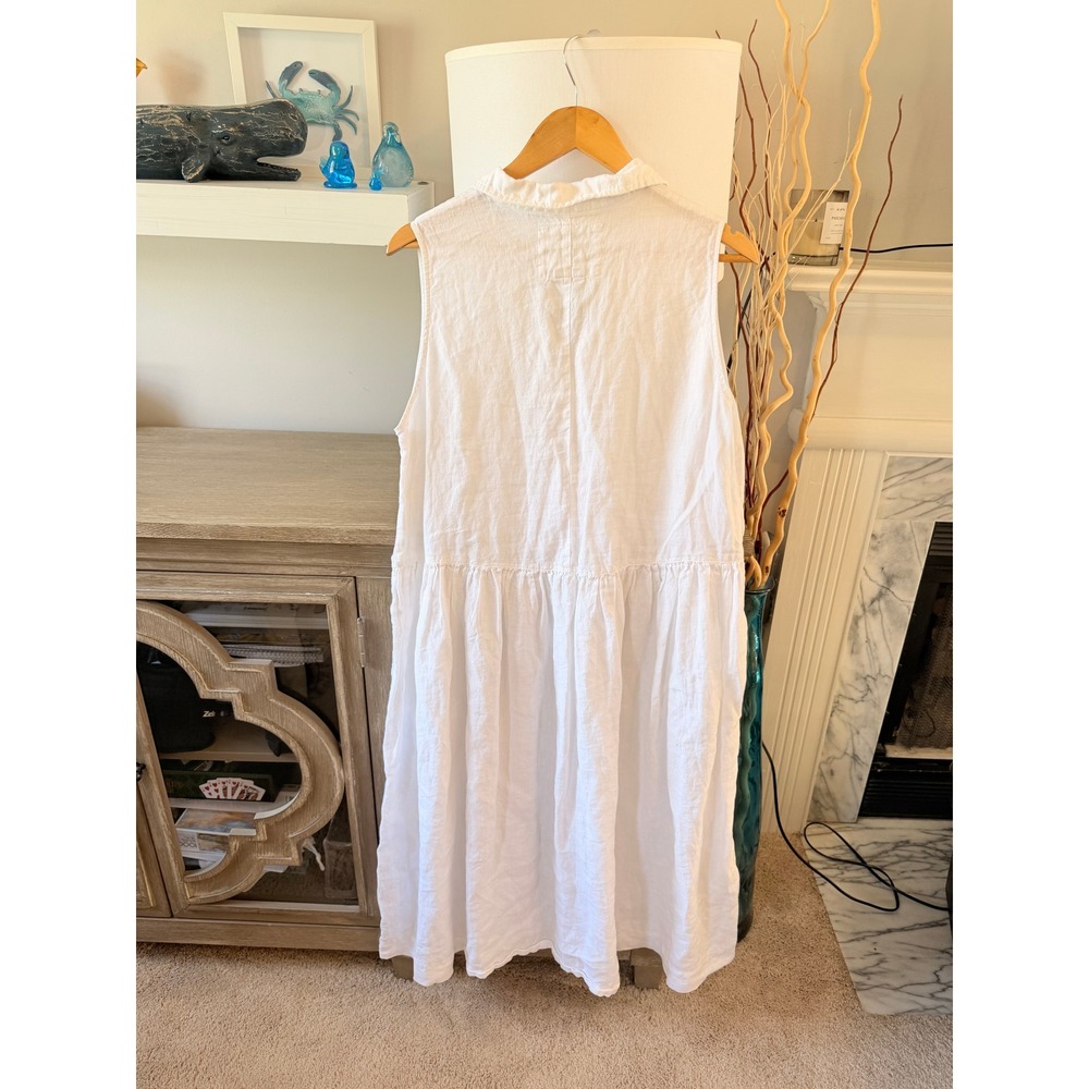 Frank & Eileen Daphne Sleeveless Shirtdress Linen Midi Women White Large (D4) - Picture 5 of 8